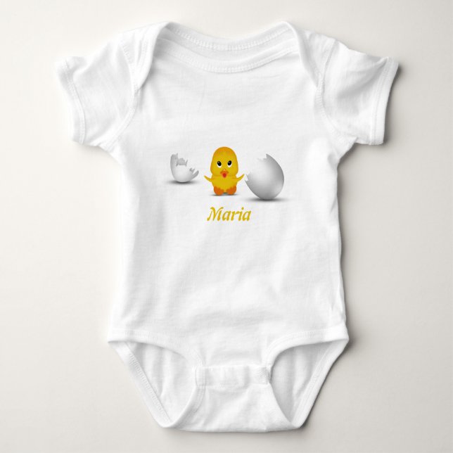 Cute Little Baby Chick Your Name Bodysuit (Front)