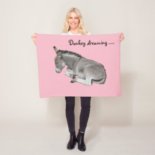 Cute Little Baby Donkey Foal on Pink Fleece Blanket