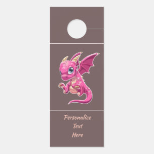 Cute Little Baby Dragon Purple Pink Kid's Room Door Hanger