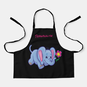 Cute Little Baby Elephant Flower Kids Personalized Apron