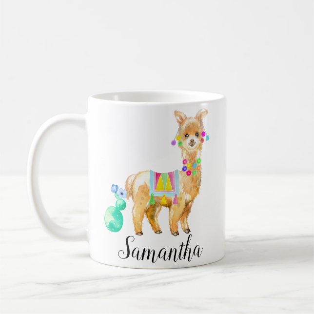 Cute Little Baby Llama Personalised Coffee Mug (Left)