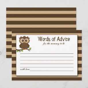 Cute Little Baby Owl   Baby Shower Advice & Wisdom Card