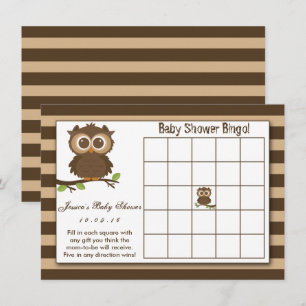 Cute Little Baby Owl   Baby Shower Bingo Game