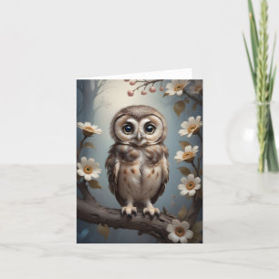 cute little baby owl thank you card