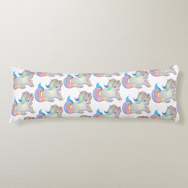Cute Little Baby Unicorn Pastel Bedding Body Cushion (Front)