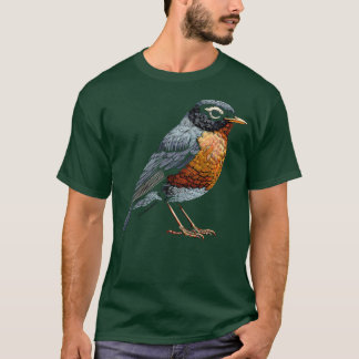 Cute little backyard orange bird American robin il T-Shirt
