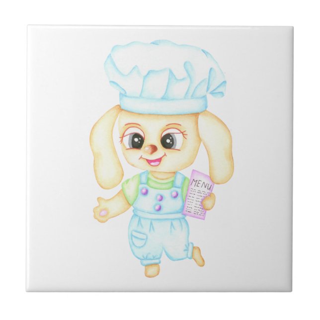 Cute Little baker Ceramic Tile (Front)