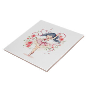 Cute little ballerina girl ceramic tile