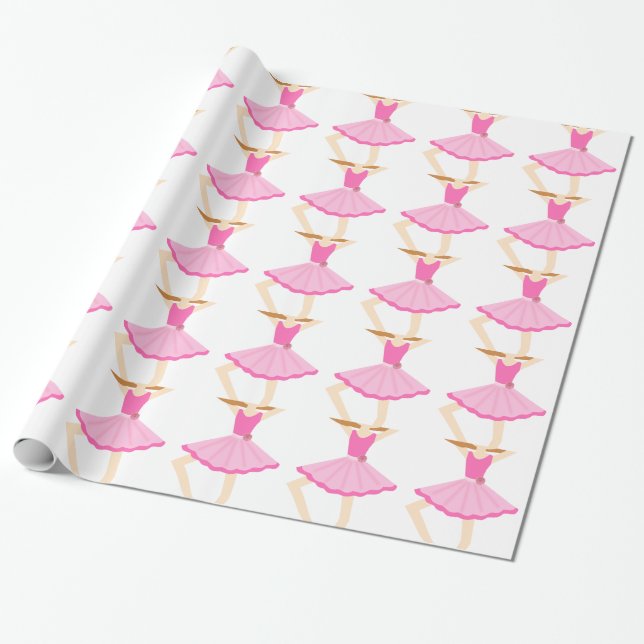 Cute Little Ballerina Girl in Pink Tutu Wrapping Paper (Unrolled)