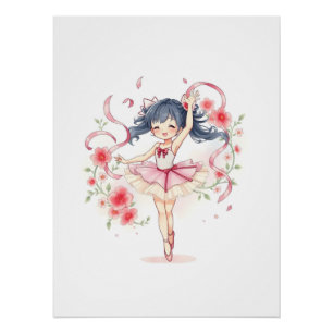 Cute little ballerina girl poster