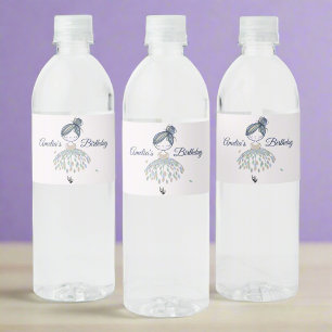 Cute Little Ballerina Princess Birthday Girls  Water Bottle Label