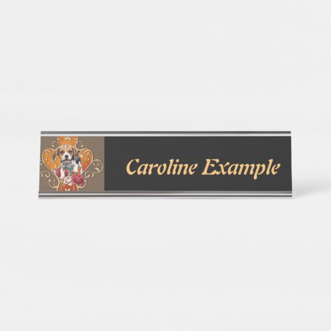 Cute little Beagle.  Desk Name Plate (Front)