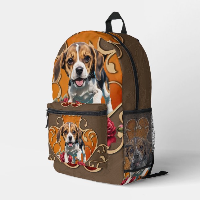 Cute little Beagle Printed Backpack (Back Corner Right)