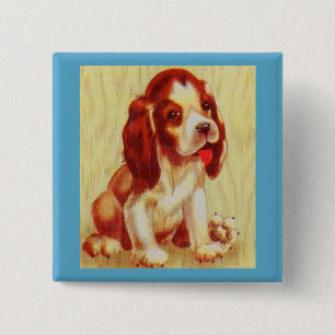 cute little beagle puppy 15 cm square badge