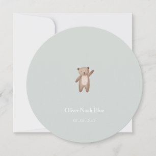 Cute Little Bear Baby Birth Announcement Card.