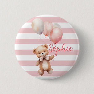 Cute Little Bear in Pink 6 Cm Round Badge