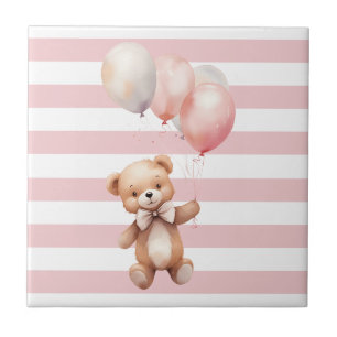 Cute Little Bear in Pink Ceramic Tile