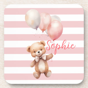 Cute Little Bear in Pink Coaster