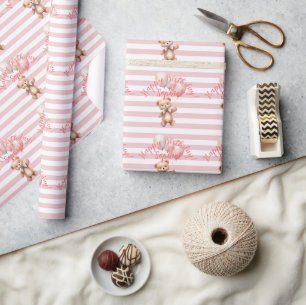 Cute Little Bear in Pink Wrapping Paper