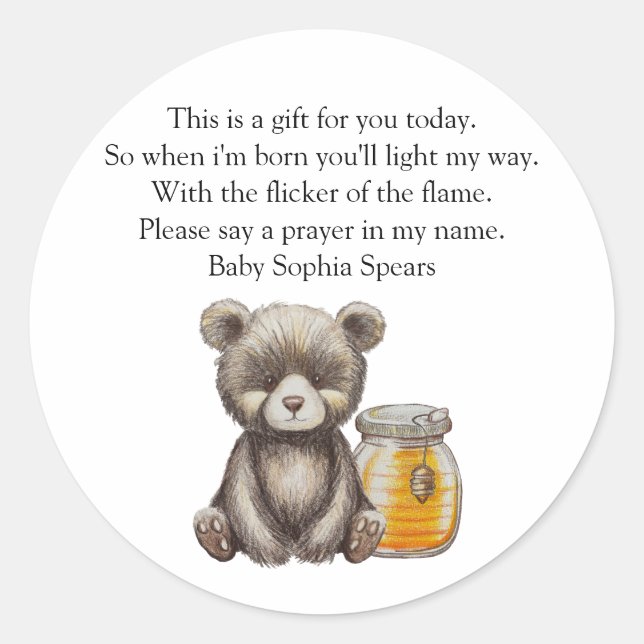 Cute Little Bear - Prayer Candle Label (Front)