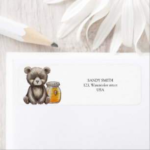 Cute Little Bear with honey jar Return Address Label