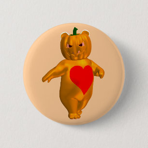 Cute Little Bear With Pumpkin Head 6 Cm Round Badge