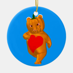 Cute Little Bear With Pumpkin Head Ceramic Tree Decoration