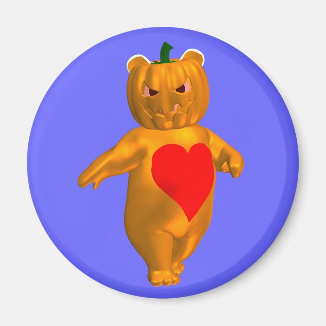 Cute Little Bear With Pumpkin Head Magnet (Front)