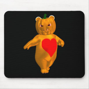 Cute Little Bear With Pumpkin Head Mouse Pad