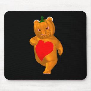 Cute Little Bear With Pumpkin Head Mouse Pad