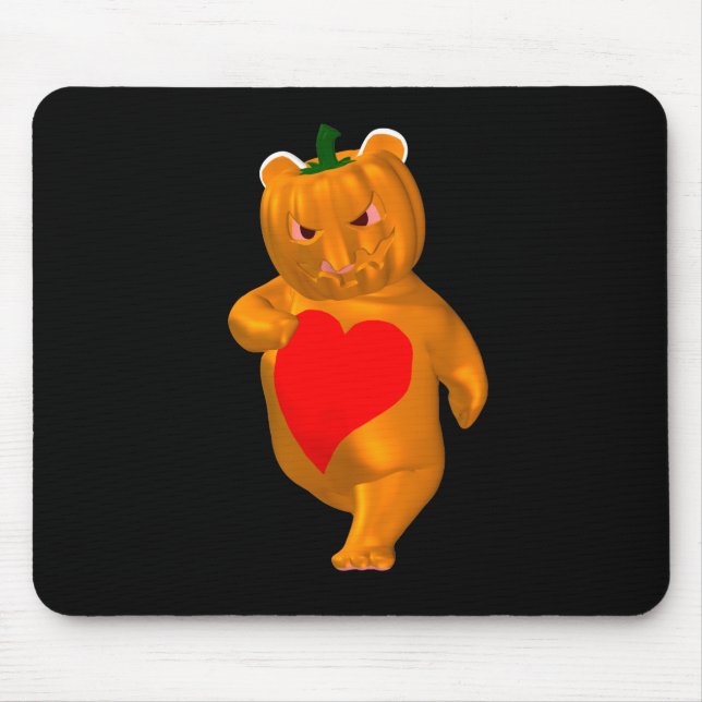 Cute Little Bear With Pumpkin Head Mouse Pad (Front)