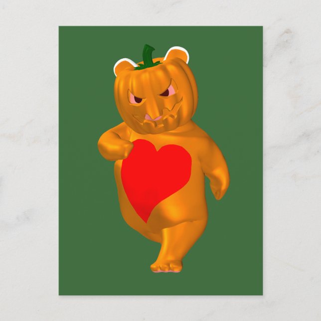 Cute Little Bear With Pumpkin Head Postcard (Front)