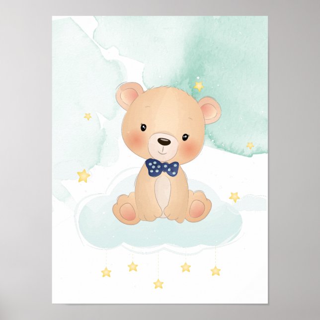 Cute little bear with stars poster (Front)