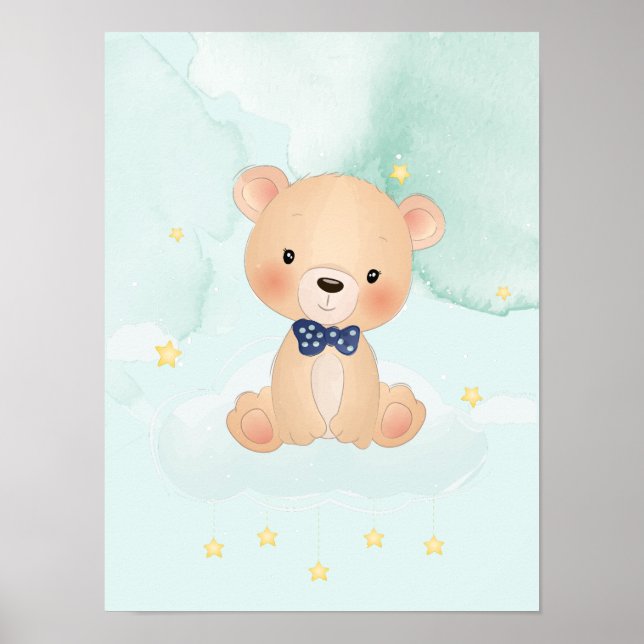 Cute little bear with stars poster (Front)