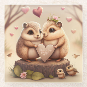 Cute little bears cartoon  glass coaster