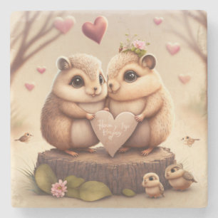 Cute little bears cartoon  stone coaster