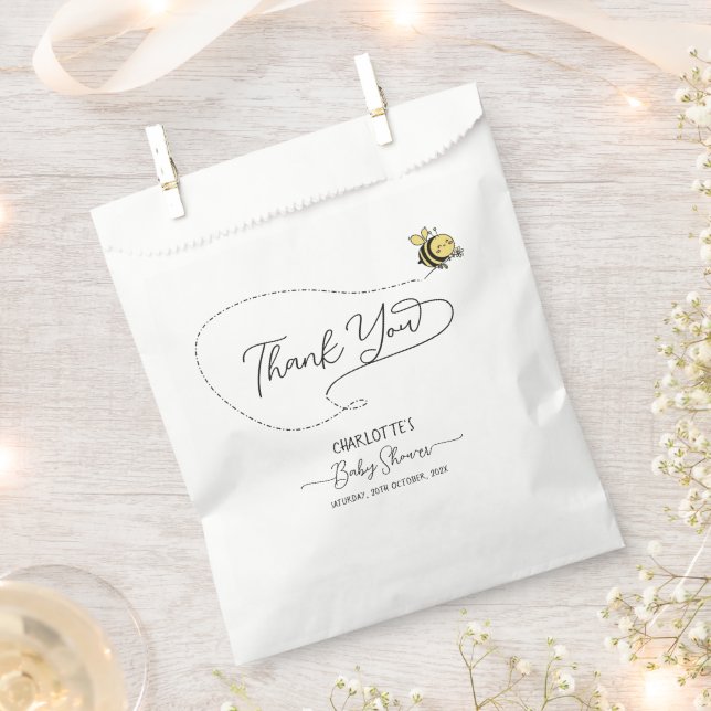 Cute Little Bee Baby Shower Favour Bag (Clipped)