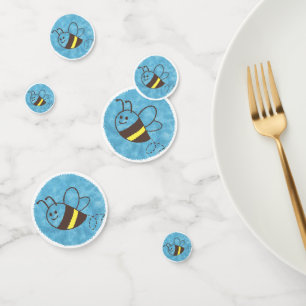Cute Little Bee Flying Blue Watercolor Baby Shower Confetti