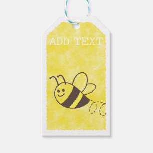 Cute Little Bee Flying Watercolor Baby Shower Gift Tags