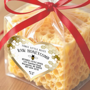 Cute Little Bee HONEYCOMB Label Gold Border