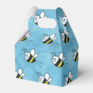 Cute Little Bee Pattern Watercolor Baby Shower Favour Box