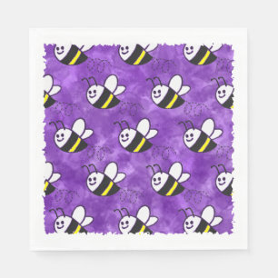 Cute Little Bee Pattern Watercolor Baby Shower Napkin