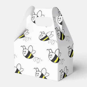 Cute Little Bee Pattern White Baby Shower Favour Box