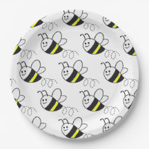 Cute Little Bee Pattern White Baby Shower