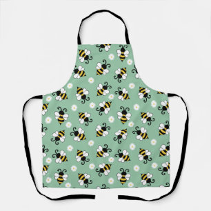 Cute little bees and daisy flowers pattern apron
