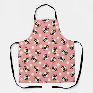 Cute little bees and daisy flowers pattern   apron