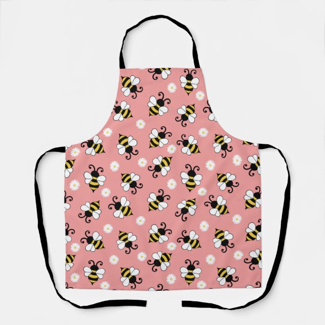 Cute little bees and daisy flowers pattern   apron (Front)