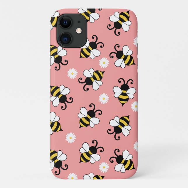 Cute little bees and daisy flowers pattern   Case-Mate iPhone case (Back)
