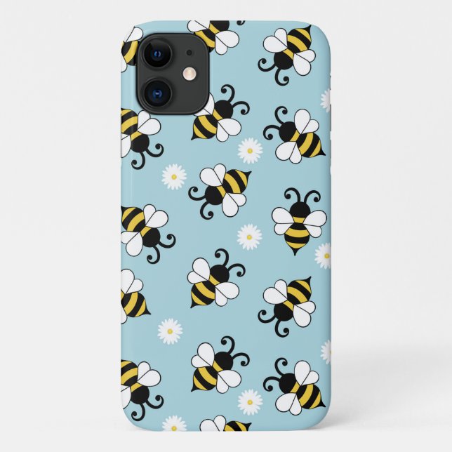 Cute little bees and daisy flowers pattern  Case-Mate iPhone case (Back)