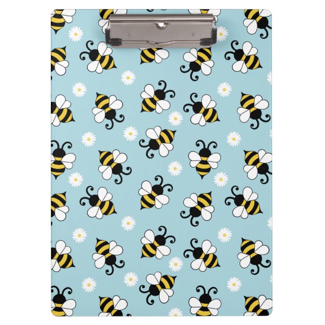 Cute little bees and daisy flowers pattern  clipboard (Front)